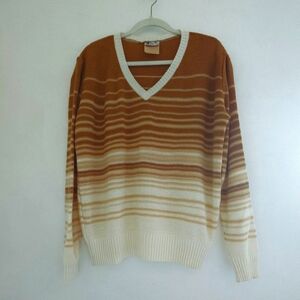 Courreges Homme Paris Vintage V-Neck Ombre Earth Tone Sweater